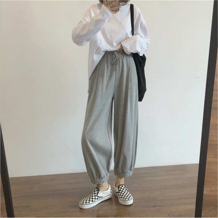 Quần Jogger Nữ - Quần Dài Ống Rộng Chất NỈ BÔNG Cao Cấp Có Bo SIMPLE Ulzzang Dáng Hot - FreeSize Dưới 60kg(Kèm Ảnh Thật)