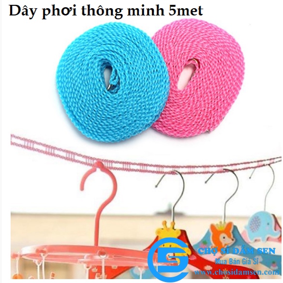 Dây phơi đồ thông minh dài 5m có lỗ chống trượt, tiết kiệm không gian G238-dayphoido. Giao màu ngẫu nhiên