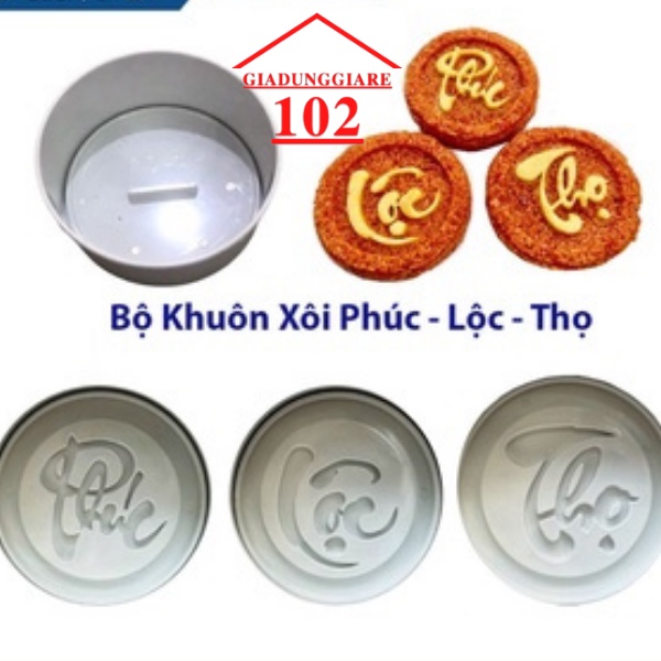 Bộ Khuôn Làm Xôi Phúc Lộc Thọ 5 Chi Tiết Bằng Chất Liệu Nhựa Chịu Nhiệt, Khuôn Làm Bánh Phúc Lộc Thọ