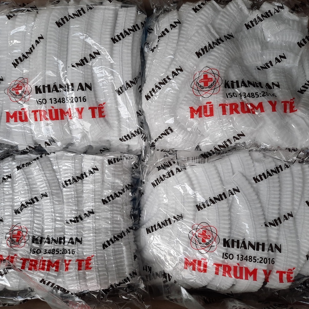 Mũ trùm đầu y tế, mũ con sâu Khánh An bịch 50 cái dùng trong môi trường y tế, thí nghiệm, điện tử, thực phẩm