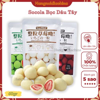 Socola bọc dâu tây sấy gói 60g sẵn 3 vị