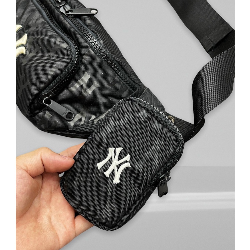 Túi đeo chéo bao tử MLB NY Monogram Waist Bag - Black hàng dư xịn