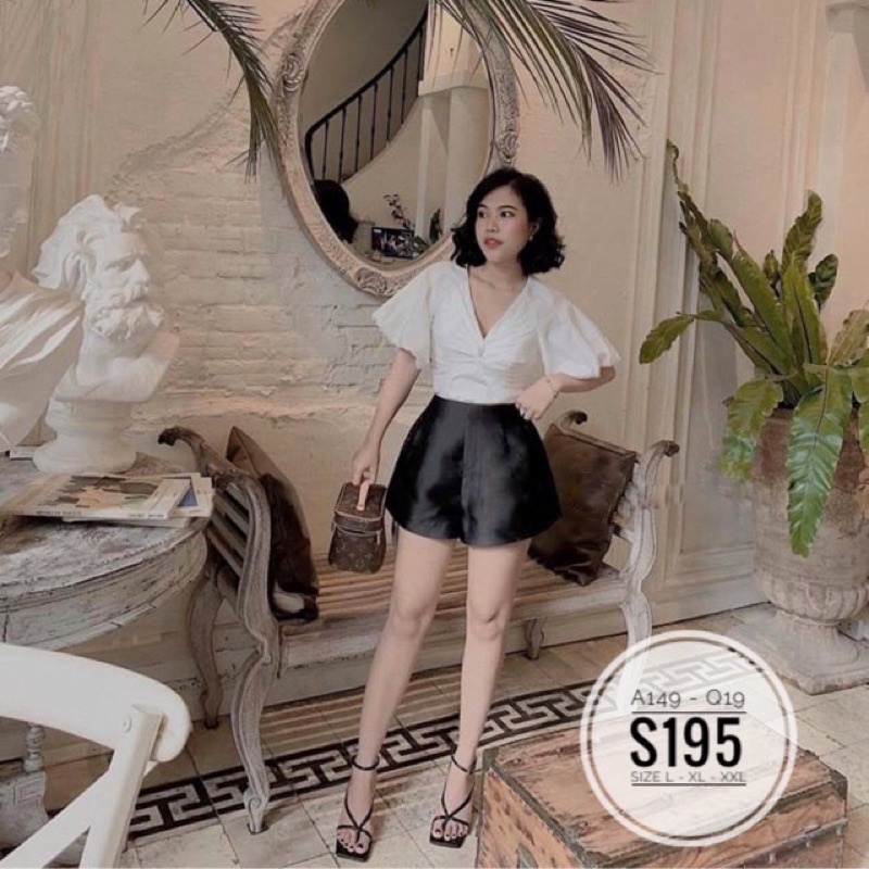 Set quần đùi áo xoắn tay bồng bigsize