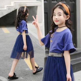 Bộ đồ bé gái 2020 xuân hè phiên bản mới Hàn Quốc quần áo trẻ em cỡ lớn siêu tây chân váy thun nữ