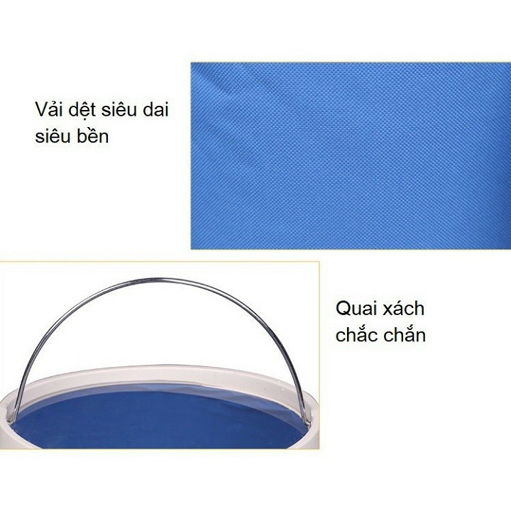 Xô Gấp Gọn Tiện Ích Dung Tích 10 Lít - Chuyên Dụng Lau Rửa Xe, Đi Câu Cá, Đựng Đồ,...