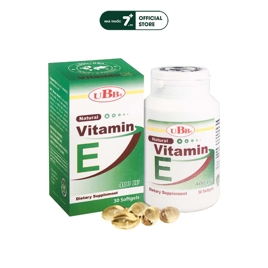 Viên uống đẹp da, chống oxy hóa, duy trì vẻ đẹp của làn da Vitamin E 400IU UBB - hộp 30 viên