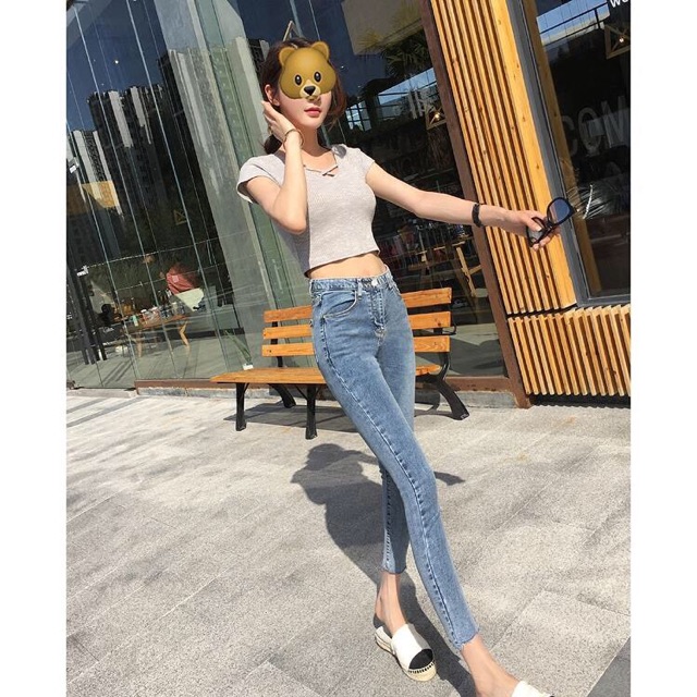 Quần jeans chín màu sáng màu có hương vị Hồng Kông eo cực cao là quần lửng bó hè mùa hè mỏng bó sát quần bút chì nữ mới