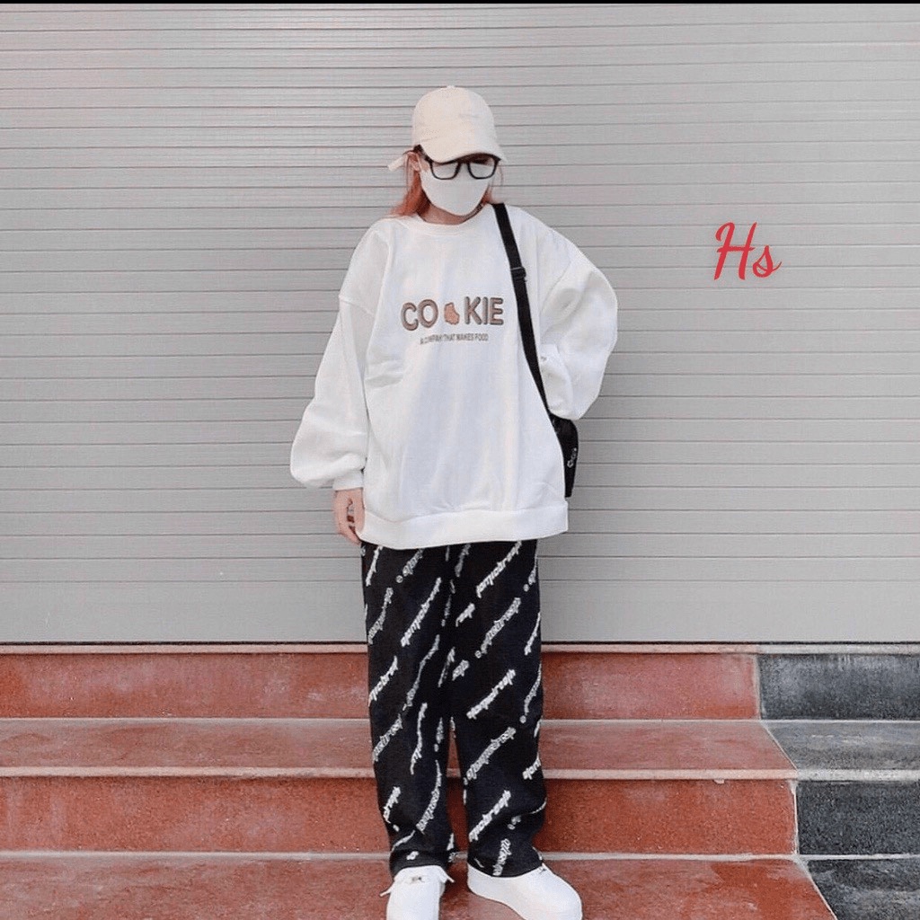 Áo Sweater Nữ Màu Trắng Cookie Chui Đầu Chất Nỉ Mềm Mịn Hình In Độc Đáo Form Rộng Mặc Thoải Mái [NEW UNISEX]