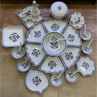 Bộ bát đĩa hoa mặt trời sứ Bát Tràng cao cấp