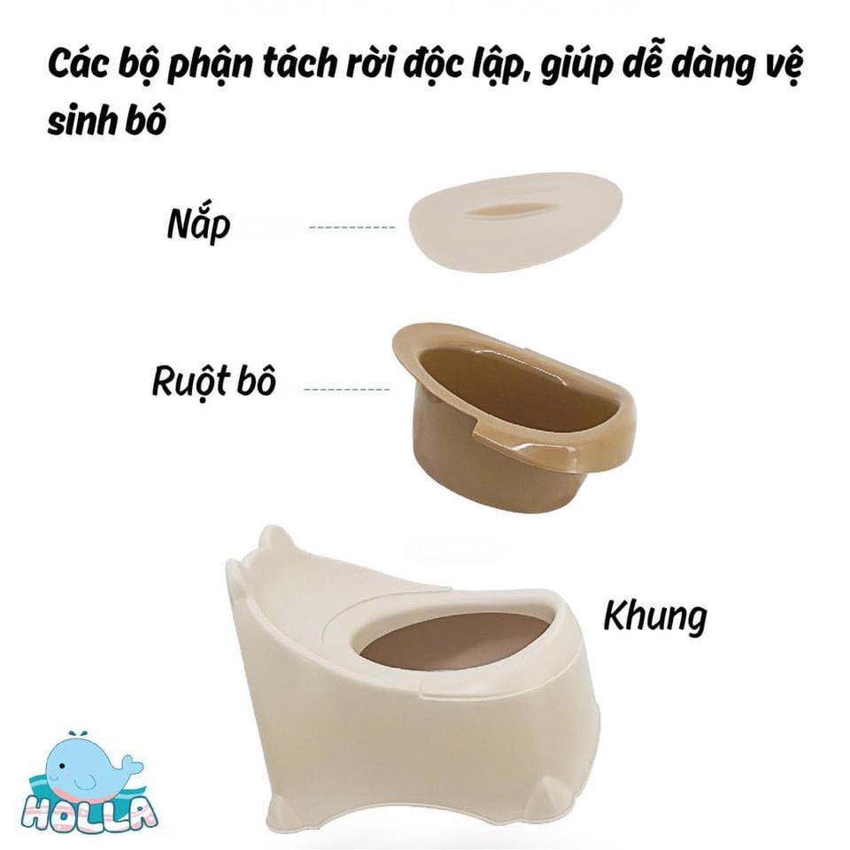 Bô ngồi có nắp đậy tai gấu HOLLA - dễ dàng tháo lắp, lau chùi vệ sinh