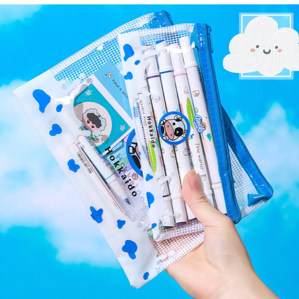 Túi khóa kéo đựng tài liệu đồ dùng đa năng họa tiết đáng yêu size A4