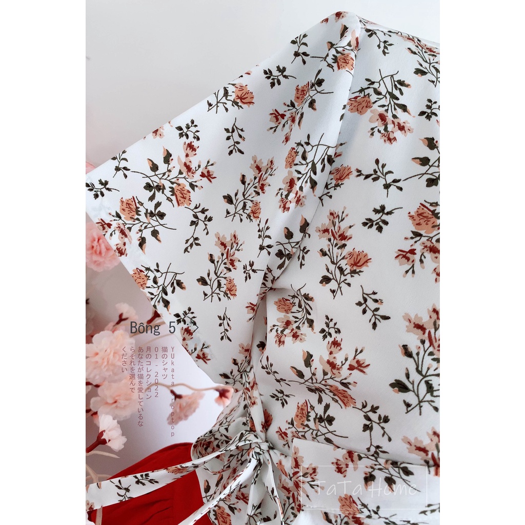 Yukata Croptop Hoa Lá Hẹ của TaTa Home