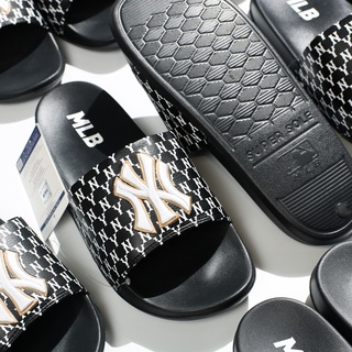 Dép M.L.B quai ngang nam nữ thêu nổi màu black full box