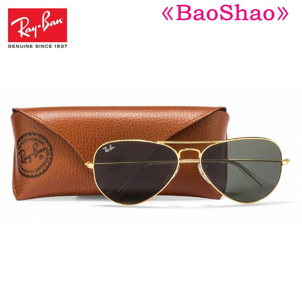 (Hàng Mới Về) Kính Mát Ray / Ban Genuine Aviator 3025 L0205 Gọng Vàng Xanh Lá 58mm Origina