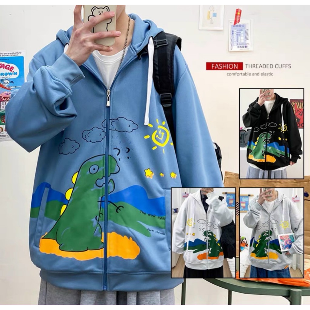 Áo khoác khủng long cute chất nỉ | Áo khoác Nam/ Nữ siêu thoải mái Form rộng | BigBuy360 - bigbuy360.vn