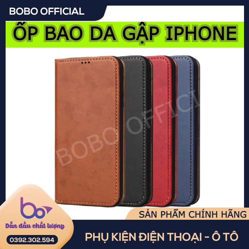 Ốp lưng bao da nắp gập cho IPHONE 6 6S 6SPLUS 7 7PLUS 8PLUS X XR XSMAX 11 11PROMAX 12PROMAX 13PRO cao cấp, có ví để đồ.
