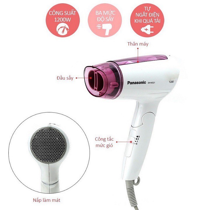 Máy Sấy Tóc Panasonic EH-ND21-P645 - Bảo Hành 12 Tháng - Hàng Chính Hãng