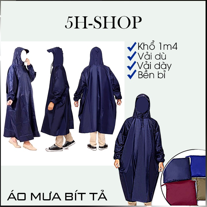 Áo mưa bít tà 5H-SHOP KKM02 , chất liệu vải dù , phong cách bền bỉ Size 1m5 luôn cổ, sản phẩm có túi đựng đẹp