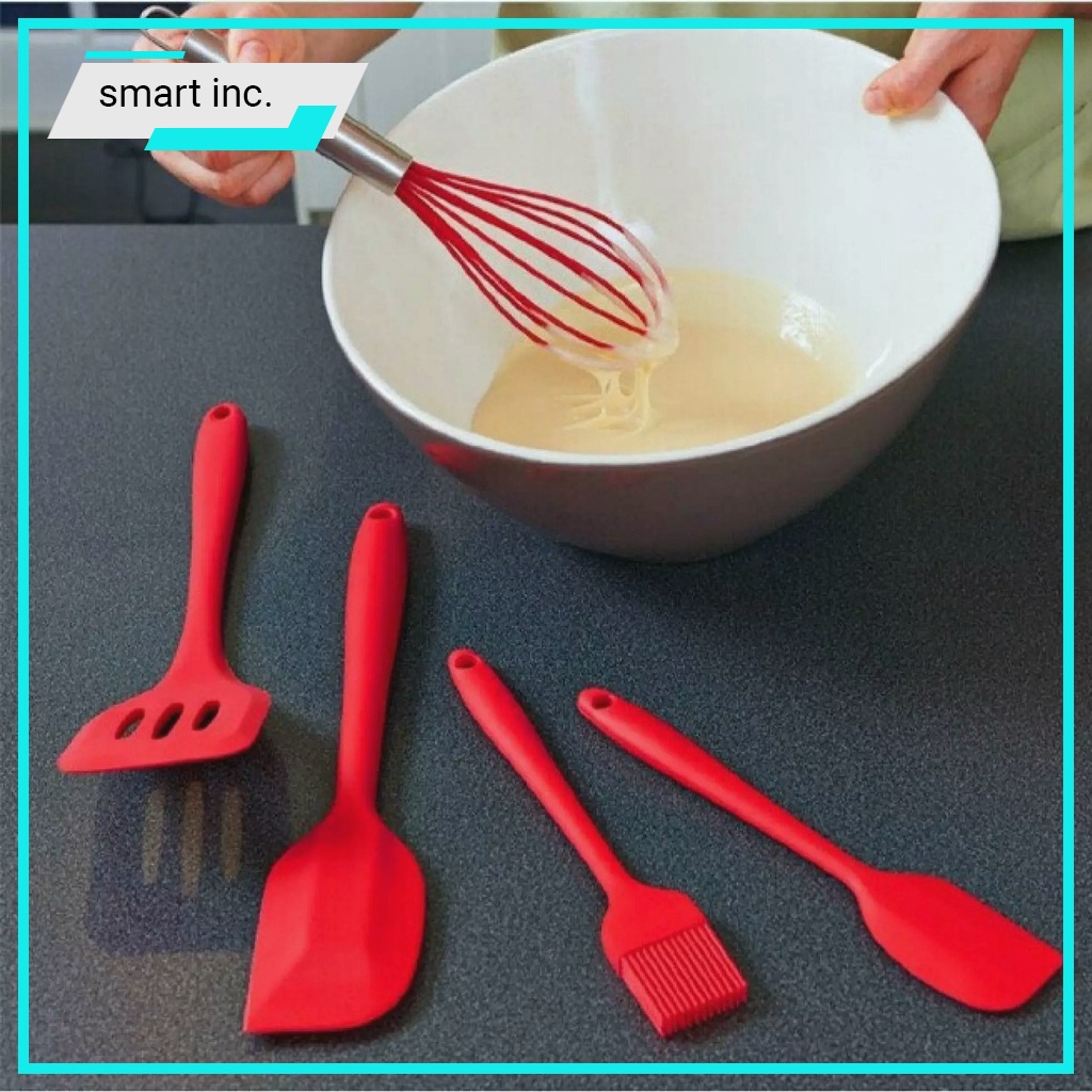 Dụng Cụ Làm Bánh Phới Trộn Bột Spatula Đánh Trứng Cọ Quét Bằng Silicon 5 Món