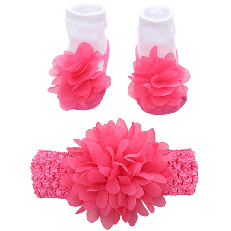 Set 2 Món Phụ Kiện Băng Đô/Vớ/Băng Đô Màu Trơn Dễ Thương Dành Cho Bé Sơ Sinh