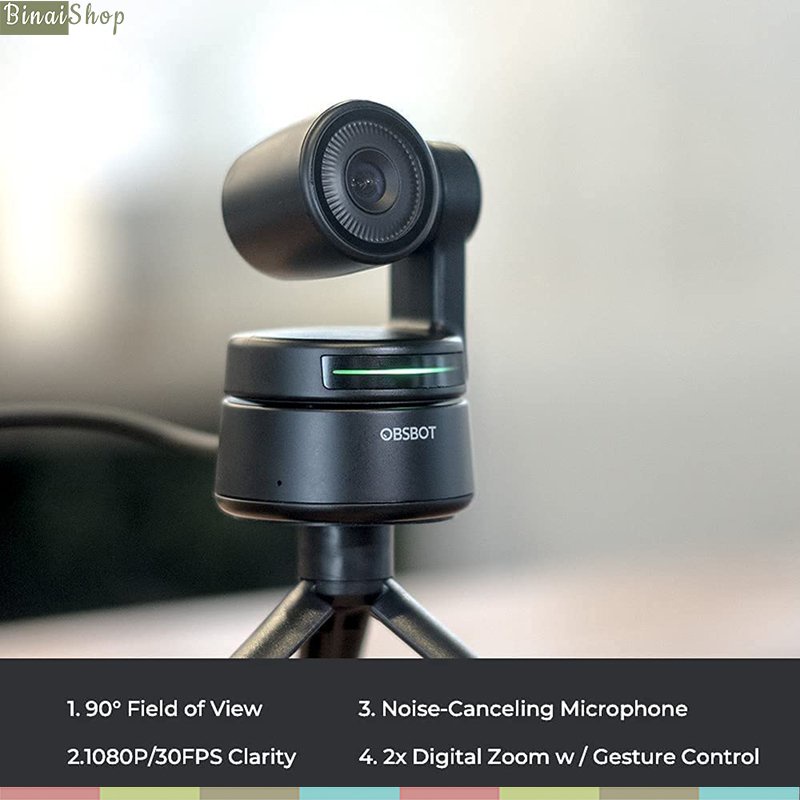 OBSBOT Tiny - Webcam Máy Tính Góc Rộng 90°, Phân Giải HD1080, Zoom 2x, Tích Hợp AI Điều Khiển Cử Chỉ Tay | BigBuy360 - bigbuy360.vn