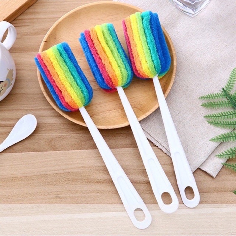 Cây Cọ Rửa Ly Cốc, Bình Nước, Bình Giữ Nhiệt, Bình Sữa Màu Cầu Vồng Đa Năng Tạo Bọt Siêu Tiện Lợi