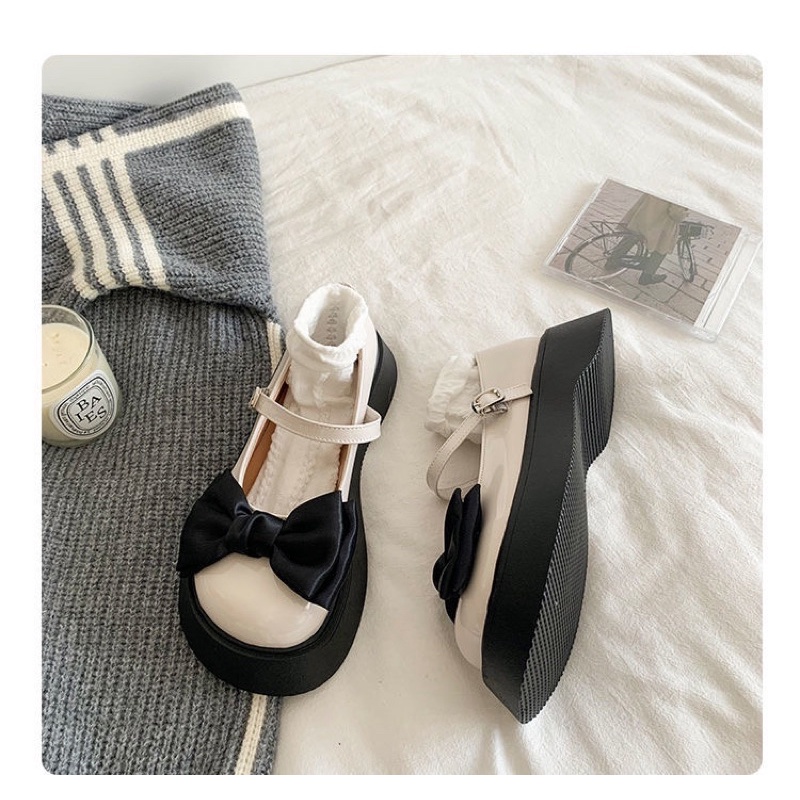 GIÀY LOLITA ĐÍNH NƠ XINH XẮN ĐÁNG YÊU ĐẾ CAO 5,5CM