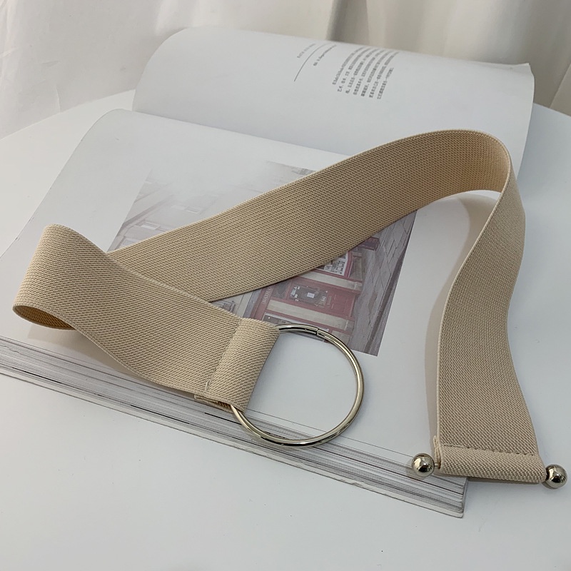 Thắt Lưng Nữ Khóa Tròn Co Giãn Màu Trắng/Đen