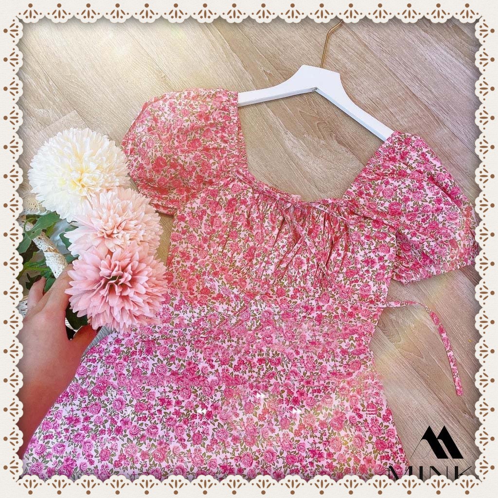 [HÀNG THIẾT KẾ] Váy Hoa Cổ Vuông Nàng Thơ - Chất liệu Thô Nhập Khẩu - Phiên Bản Hoa Hồng Nhí Vintage | BigBuy360 - bigbuy360.vn