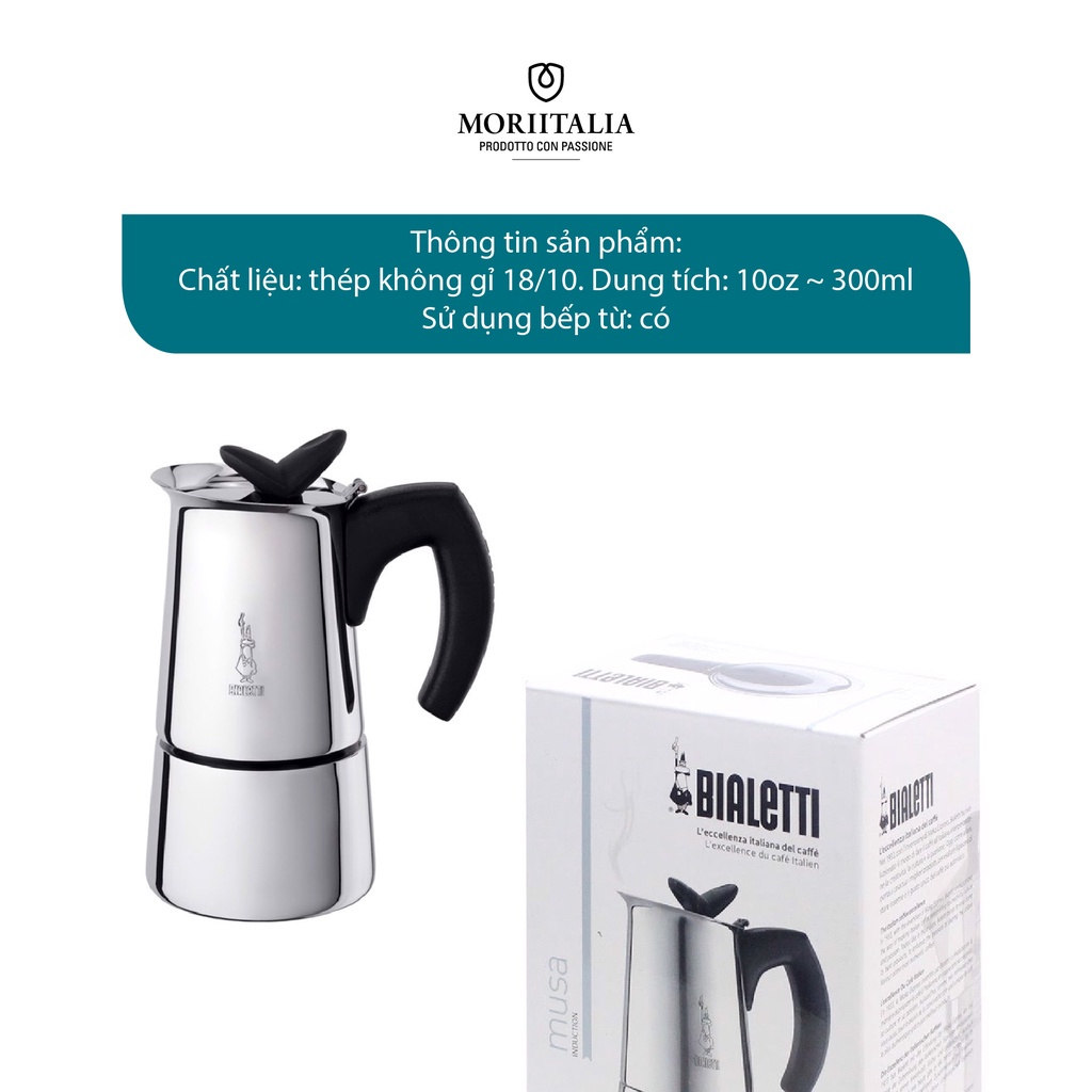 [Mã BMBAU300 giảm 7% đơn 499K] Bình pha cà phê bếp từ Bialetti Musa 6 cup sang trọng tiện lợi Moriitalia 990004273