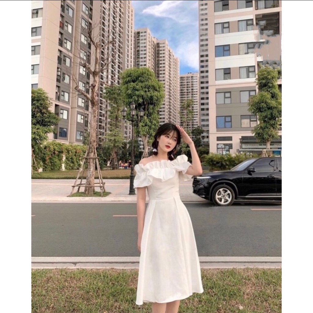 ĐẦM TRẮNG PRINCESS TRỄ VAI CÔNG CHÚA - VÁY TRẮNG CÔNG CHÚA BÈO VAI - ĐẦM RỚT VAI DỰ TIỆC ĐỆM NGỰC