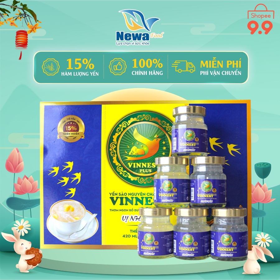 Yến Sào Nguyên Chất Nhân Sâm Vinnest Plus 1 Hộp - 06 lọ (70ml/lọ)