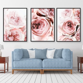 Bộ 3 tranh canvas hoa hồng treo tường hiện đại