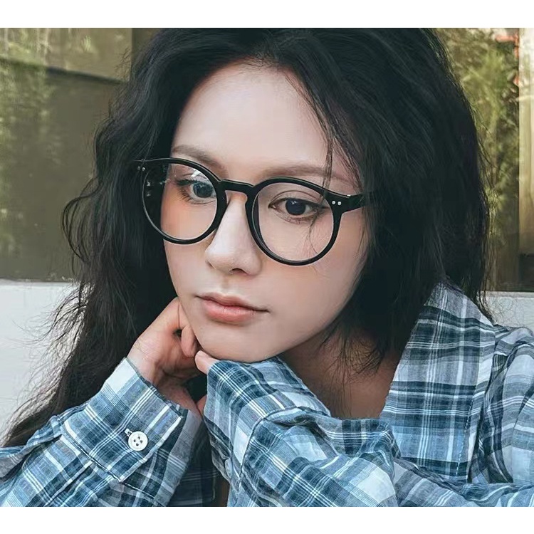 Mắt Kính Gọng Tròn Siêu Nhẹ Chống Tia Sáng Xanh Thời Trang Cho Nữ