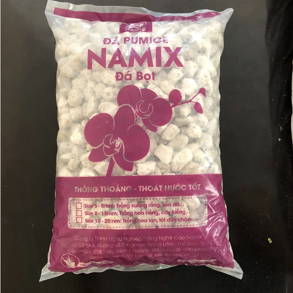 Đá Pumice đá bọt Namix Size 10-20mm gói 5dm3 (khoảng 2,5 kg) - Trồng hoa lan, lót đáy chậu
