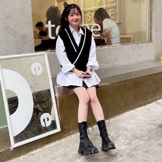 Set áo sơmi kèm gile viền