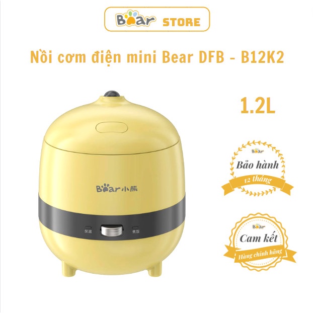 Nồi Cơm Điện Mini Đa Năng Bear DFB-B12K2 1.2L - Tặng Một Muôi Nhựa Cao Cấp