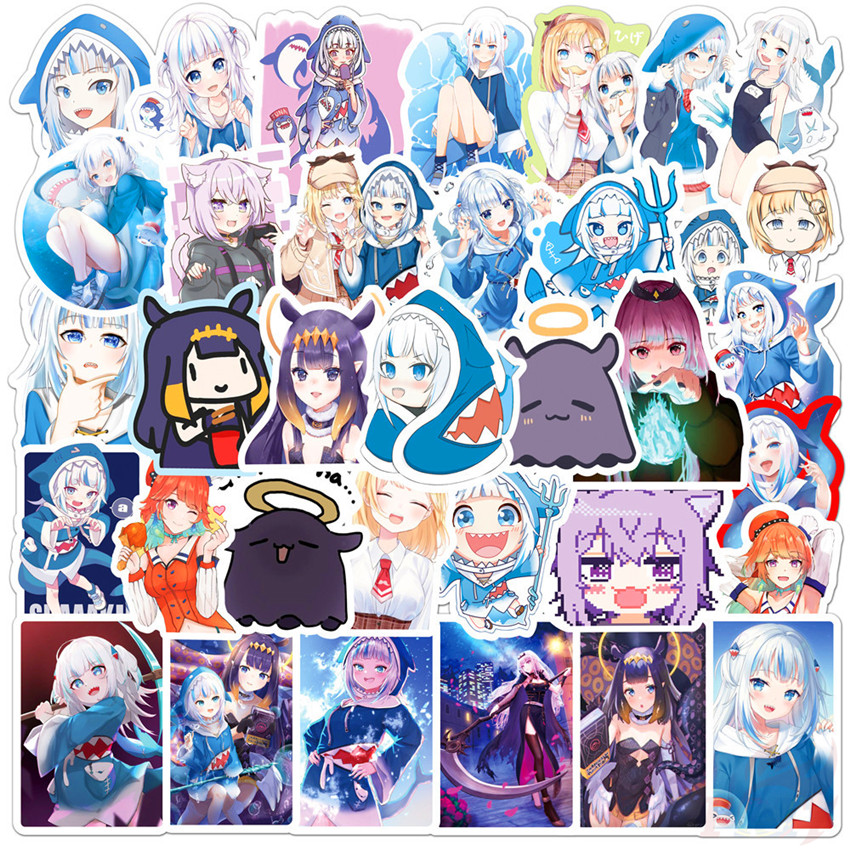 ❉ Hololive Vtuber Gawr Gura Series 02 Stickers ❉ 50Pcs/Set Fashion DIY Waterproof Decals Doodle Stickers
