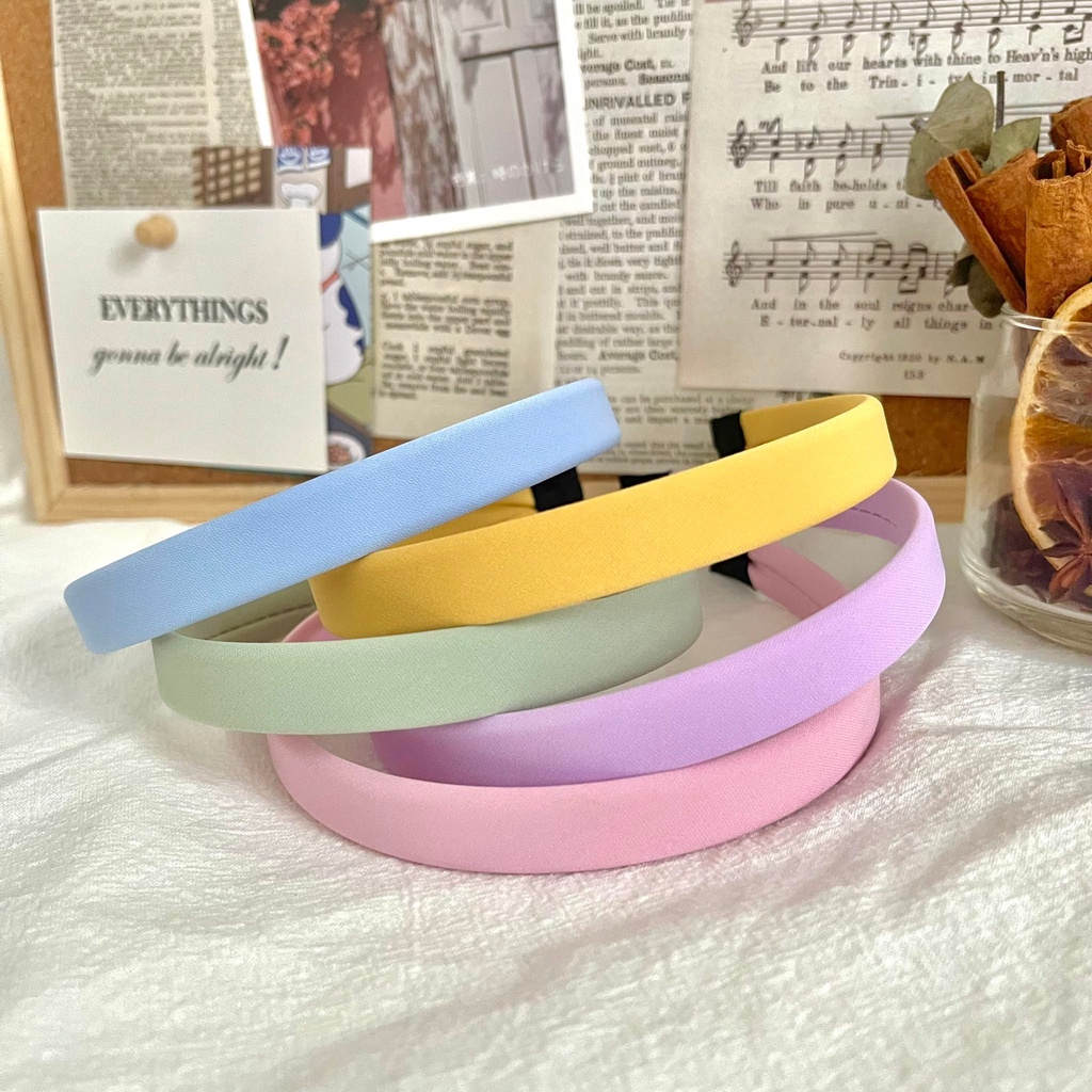 Bờm/Băng Đô cài tóc trơn pastel cuốn vải đơn giản dễ phối đồ