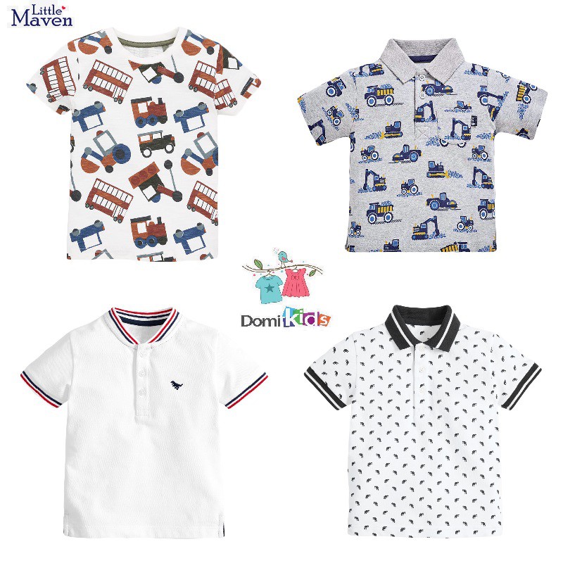 Áo Thun Cho Bé Trai Little Maven - Phông Ngắn Tay Cotton Domikids Từ 2-7 Tuổi Phong Cách Âu Mỹ