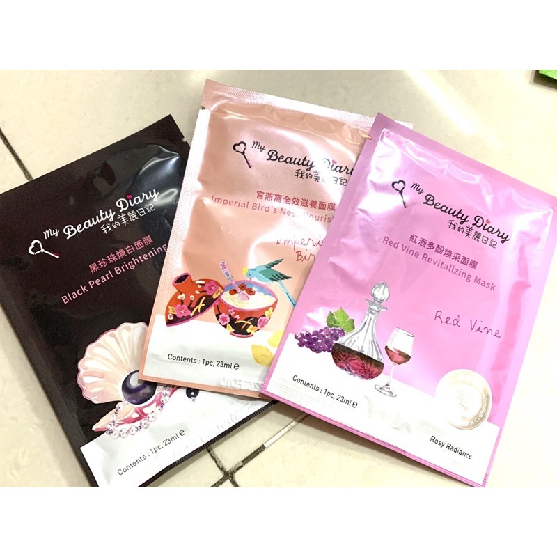 [Mã QUYES freeship] Mặt nạ My Beauty Diary bản Đài Loan hộp nguyên các loại, MBD mask giấy chính hãng