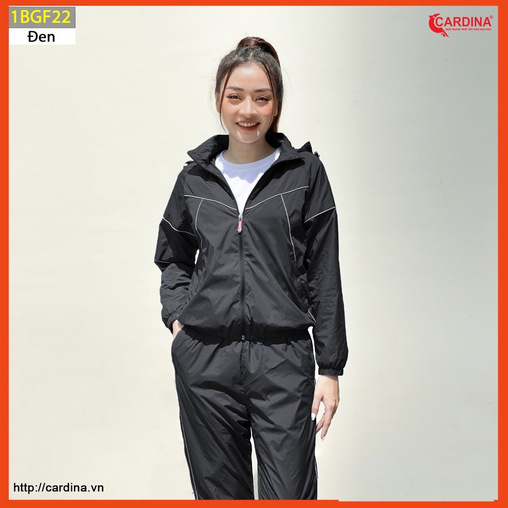 Bộ Quần Áo Gió Thể Thao Nữ  cao cấp 2 Lớp 𝐂𝐀𝐑𝐃𝐈𝐍𝐀, vải gió trơn, mềm mịn, chống nhăn,chống mưa, chống bụi, cản gió