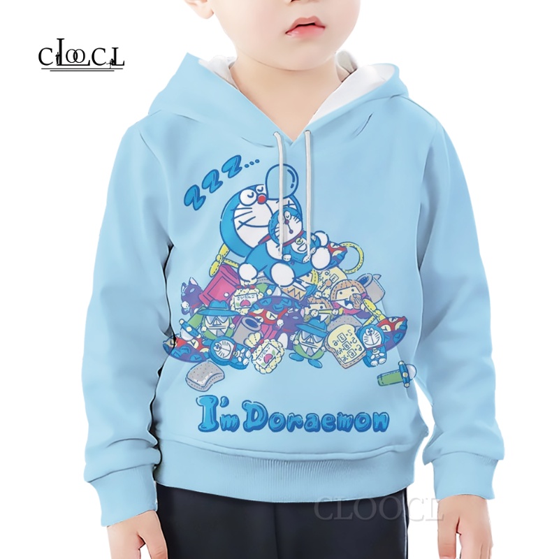 Áo Hoodie In Hình Doraemon Thoải Mái Thời Trang Cho Bé Trai Và Gái