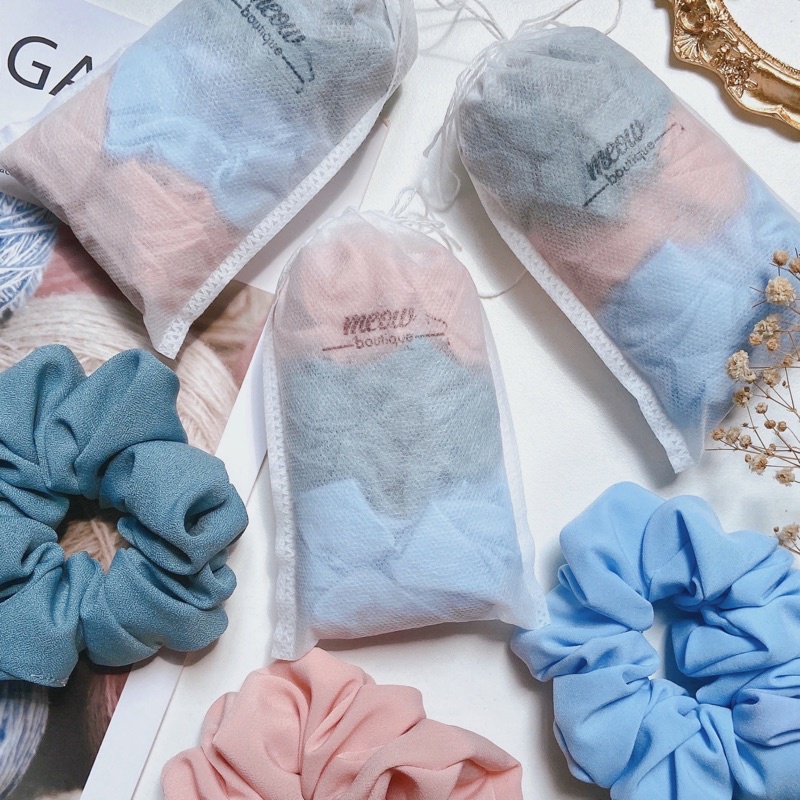Combo 3 cột tóc vải scrunchies màu kẹo ngọt xinh xắn Meow Boutique