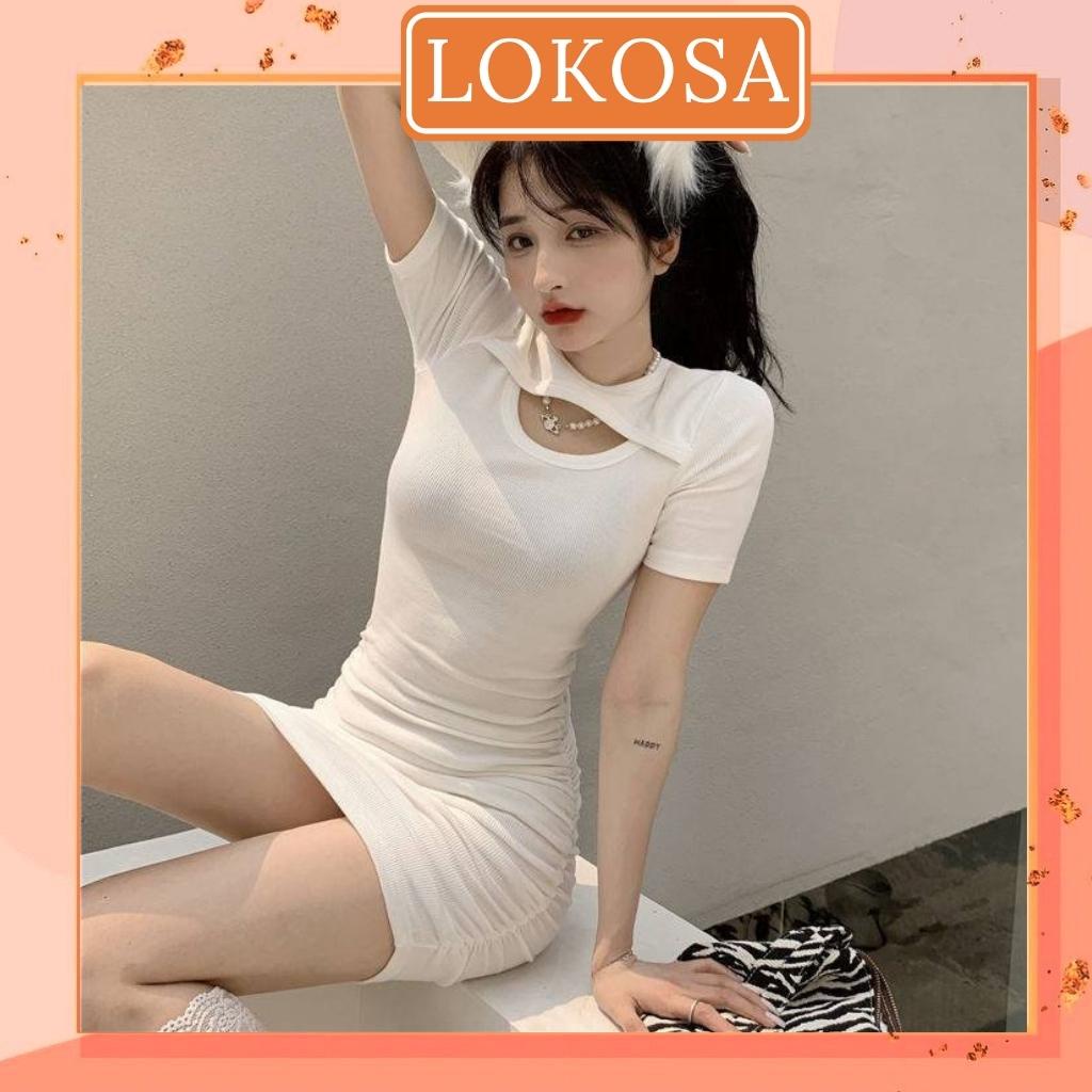 Váy Body Cúp Ngực LOKOSA Đầm Ôm Công sở Sexy Chất Bo Gân Nhiều Màu Đi Dự Tiệc đi chơi VDE012