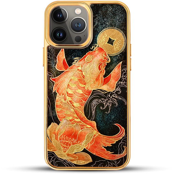 Ốp điện thoại cho iPhone 13 Pro / 13 Pro Max mẫu Liên Ngư Dâng Lộc thương hiệu La Sonmai