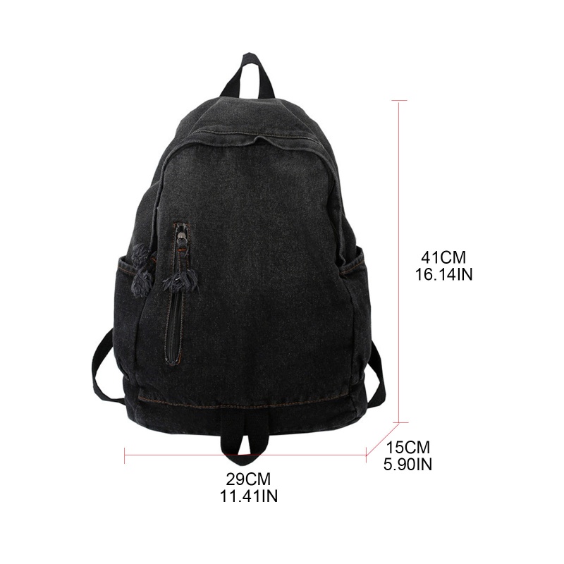 Ba Lô Denim Sức Chứa Lớn Có Khóa Kéo Sáng Tạo Cho Nữ