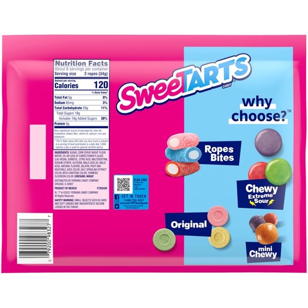 Kẹo dẻo trái cây Sweetarts Soft &amp; Chewy Ropes Twisted Rainbow Punch - 255g