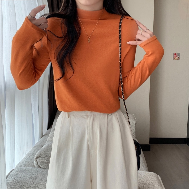 Áo thun NZN tay dài cổ cao màu trơn giữ ấm phong cách Hàn Quốc thời trang dành cho nữ