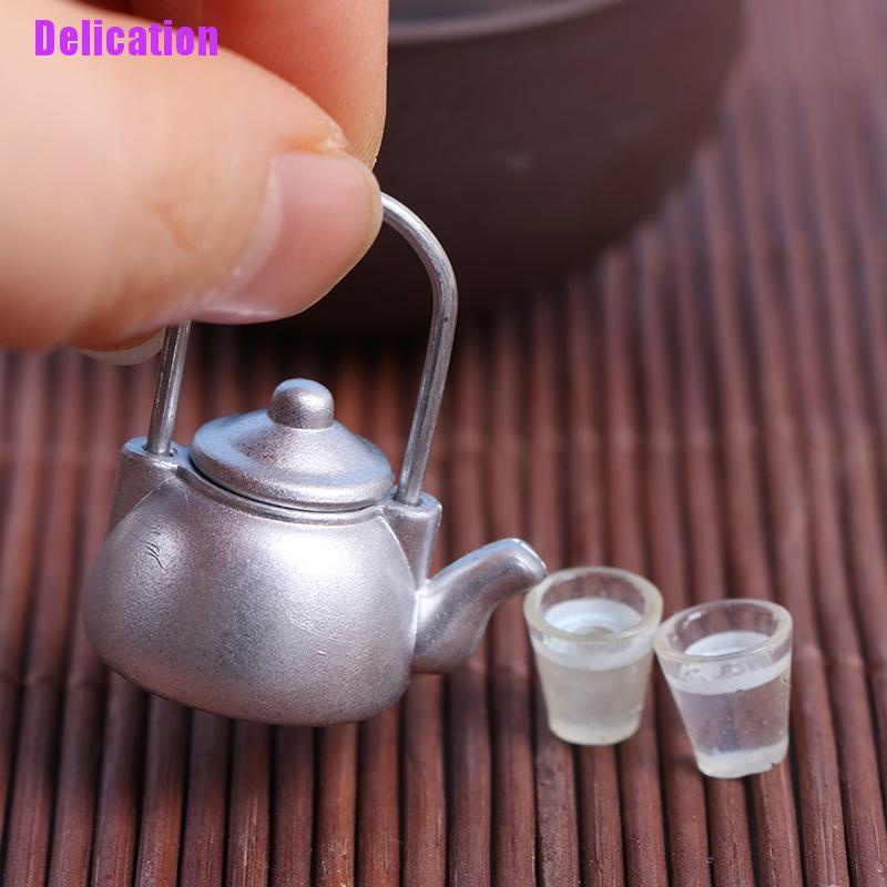 Bộ 3 mô hình ấm trà và cốc mini trang trí nhà búp bê